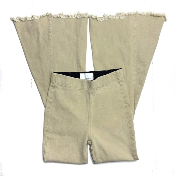 Newbury Kustom Light Khaki Tan Flare Jeggings Leggings - Picture 1 of 4